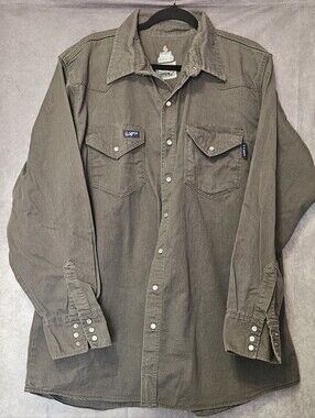 LAPCO FR Mens XL-Long Flame Resistant Pearl Snap Western Work Shirt CAT 2